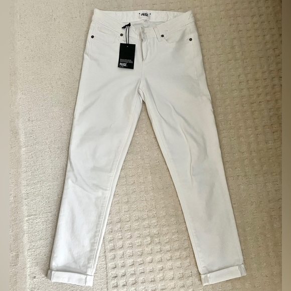 PAIGE Jeans Skyline Crop - Mid Rise Crop Skinny Size 26 White - Picture 1 of 5